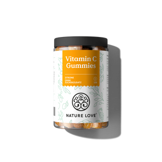 Ein Glas Vitamin-C-Gummis.