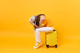 Frau, erschöpft, verzweifelt, Urlaub