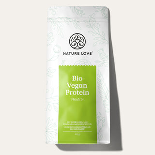 Nature Love Bio Vegan Protein Pulver vollgepackt mit hochwertigem Protein und essentiellen Aminosäuren.