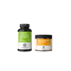 Zwei Produkte der Reihe „Nature Love Multivitamin – Family-Set“ – eine Flasche mit Tabletten und ein Glas mit Gummibärchen für Kinder – vor einem schlichten weißen Hintergrund.