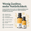 Abgebildet sind zwei Flaschen „Nature Love Vitamin D3 & K2 – Familienpackung“ mit der Angabe, dass sie frei von Gluten, Laktose, Zusatzstoffen, Süßungsmitteln, Konservierungsstoffen und Gentechnik sind.