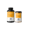 Das „Nature Love Vitamin C – Familienset“ enthält eine schwarze Flasche mit der Aufschrift „Gepuffertes Vitamin C“ und ein durchsichtiges Glas mit der Aufschrift „Vitamin C Gummies KIDS“, beide mit gelb-weißen Etiketten.