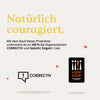 Grafische Werbung mit deutschem Text zur Unterstützung der Organisationen Correctiv und Gesicht Zeigen! durch den Kauf der Produkte „Standhaft gegen rechte Gewalt“ von Nature Love.
