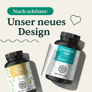 Zwei Dosen Coenzym Q10 Kapseln von Nature Love. Im neuen Design.