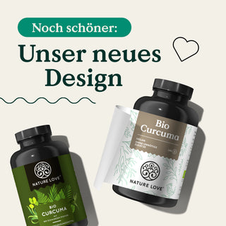 Neues Design Bio Curcuma Kapseln von Nature Love.