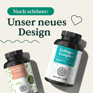 Eine Dose Nature Love Kollagen Komplex Kapseln im neuen Design.