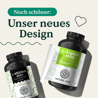 Zwei Dosen L-Arginin HCL Kapseln im neuen Design.