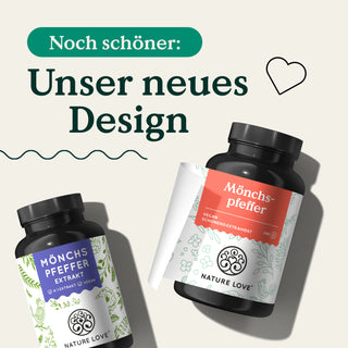 Zwei Dosen Nature Love Mönchspfeffer Extrakt Kapseln im neuen Design.